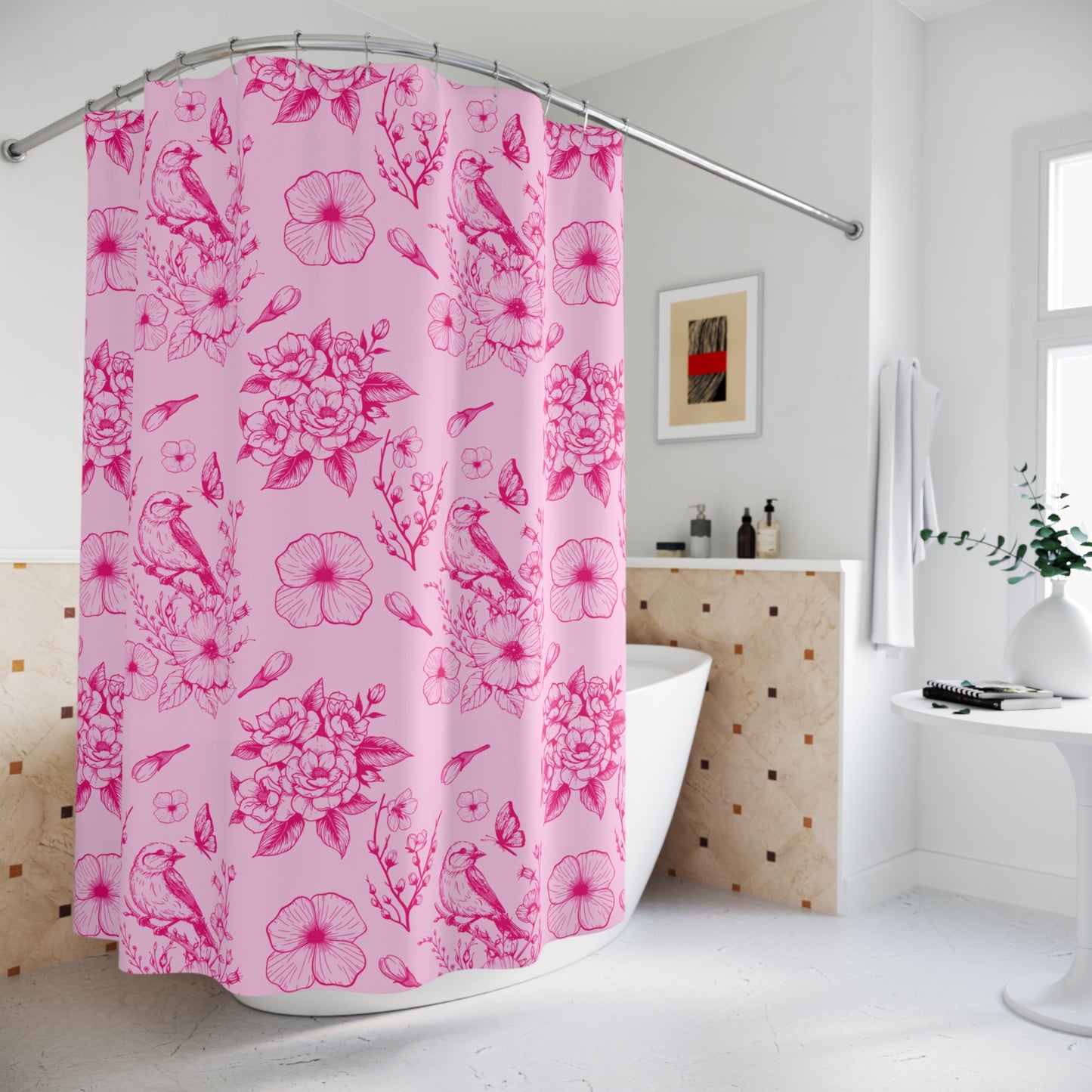 Pink Floral Shower Curtains