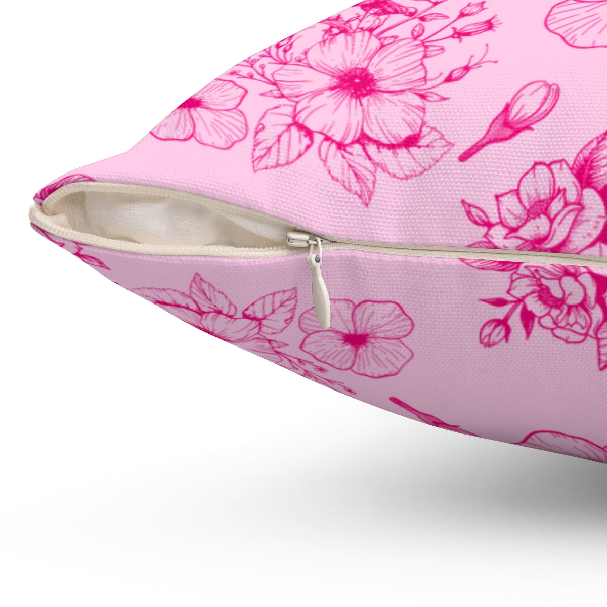 Pink Floral Square Pillow