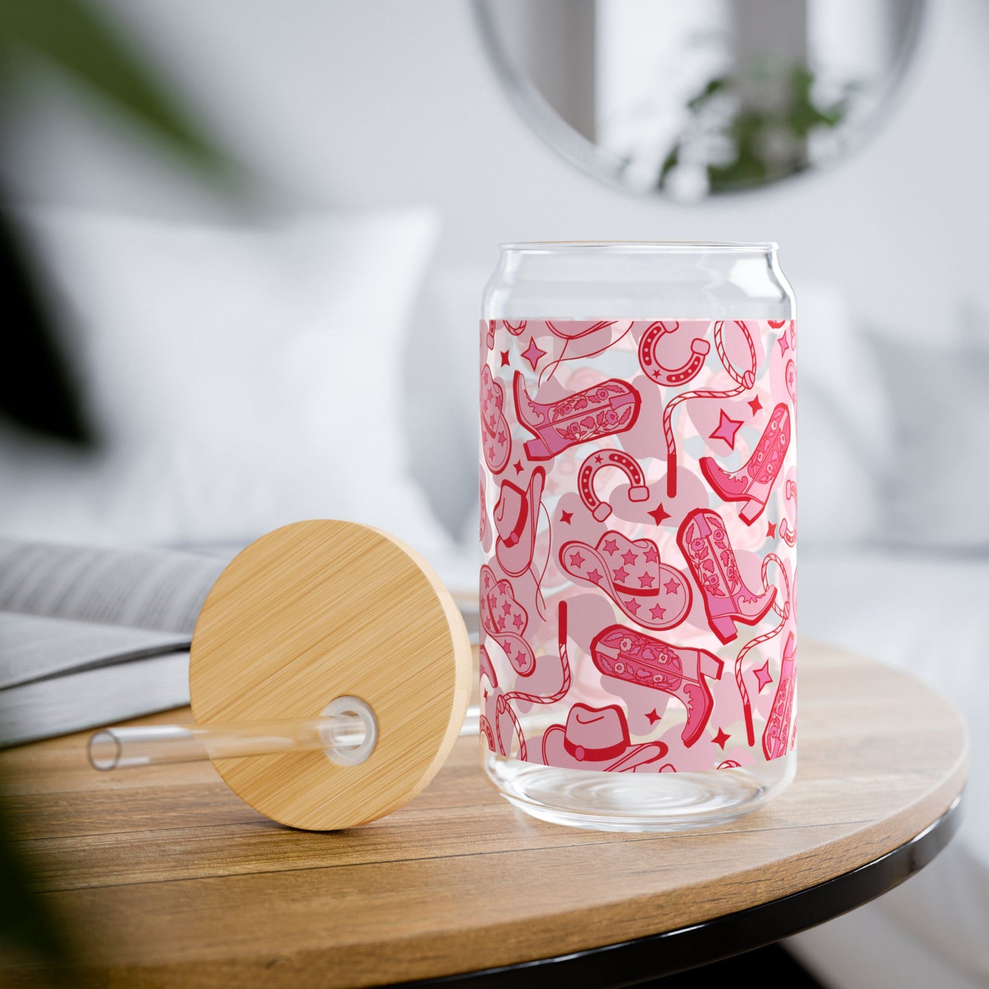 Pink Cowboy Sipper Glass | Pink Cowboy Tumbler | Pink Cowgirl Sipper Glass | Pink Cowgirl Tumbler