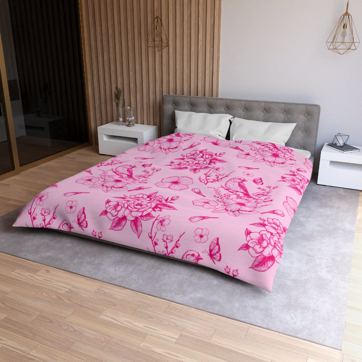 Pink Floral Duvet Cover