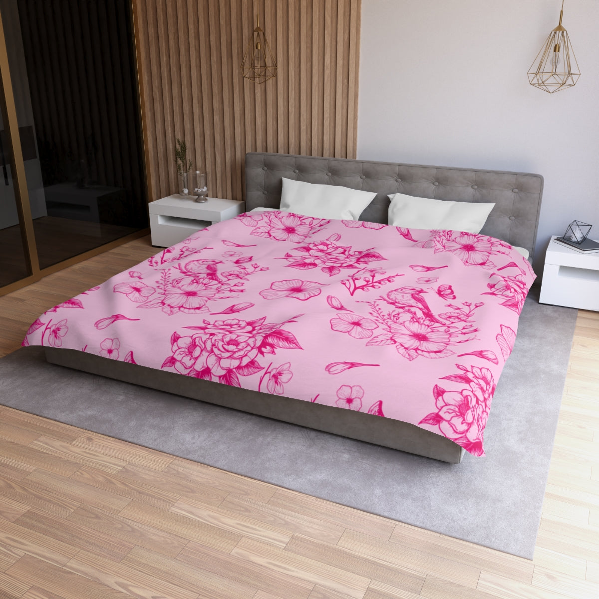 Pink Floral Duvet Cover