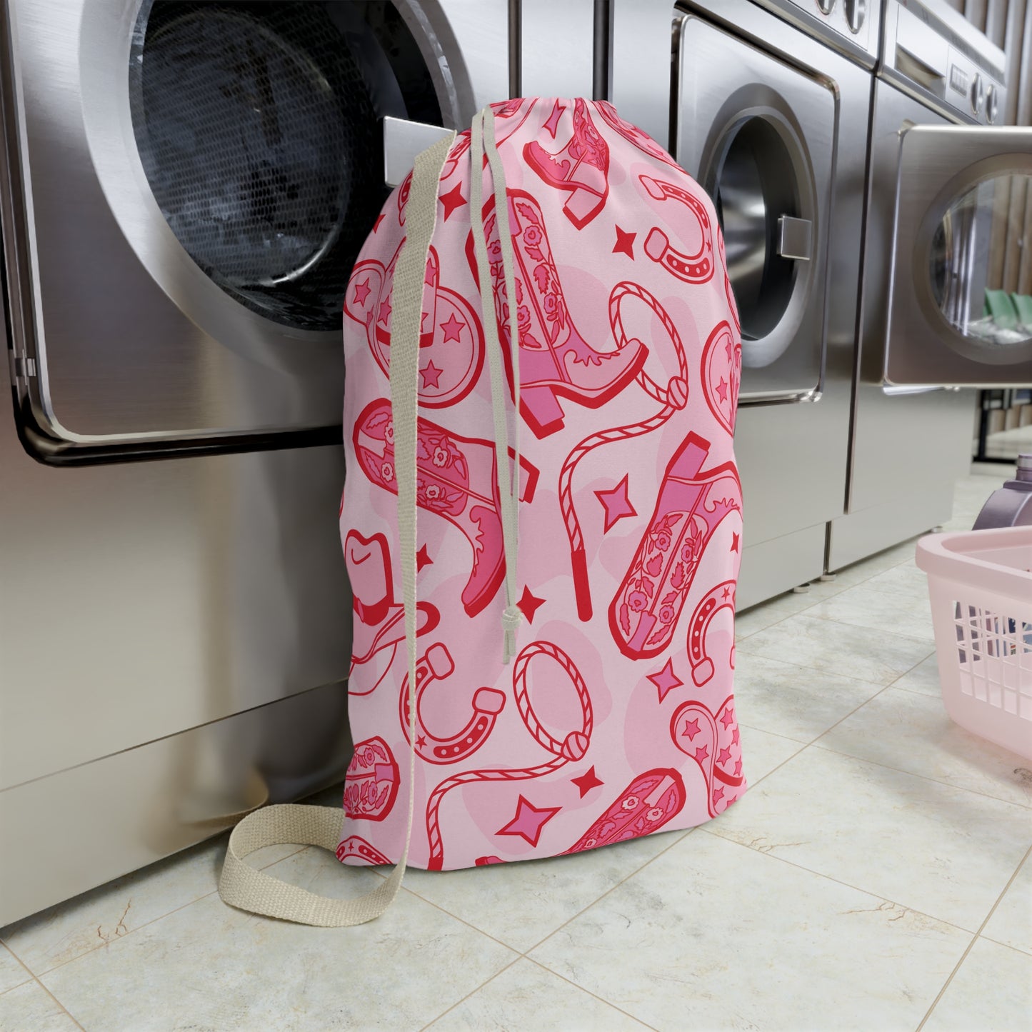 Pink Cowboy Laundry Bag | Cowgirl Laundry Bag | Western Decor Bathroom