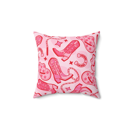 Pink Cowboy Square Pillow | Cowgirl Square Pillow | Western Decor for Bedroom | Pillow