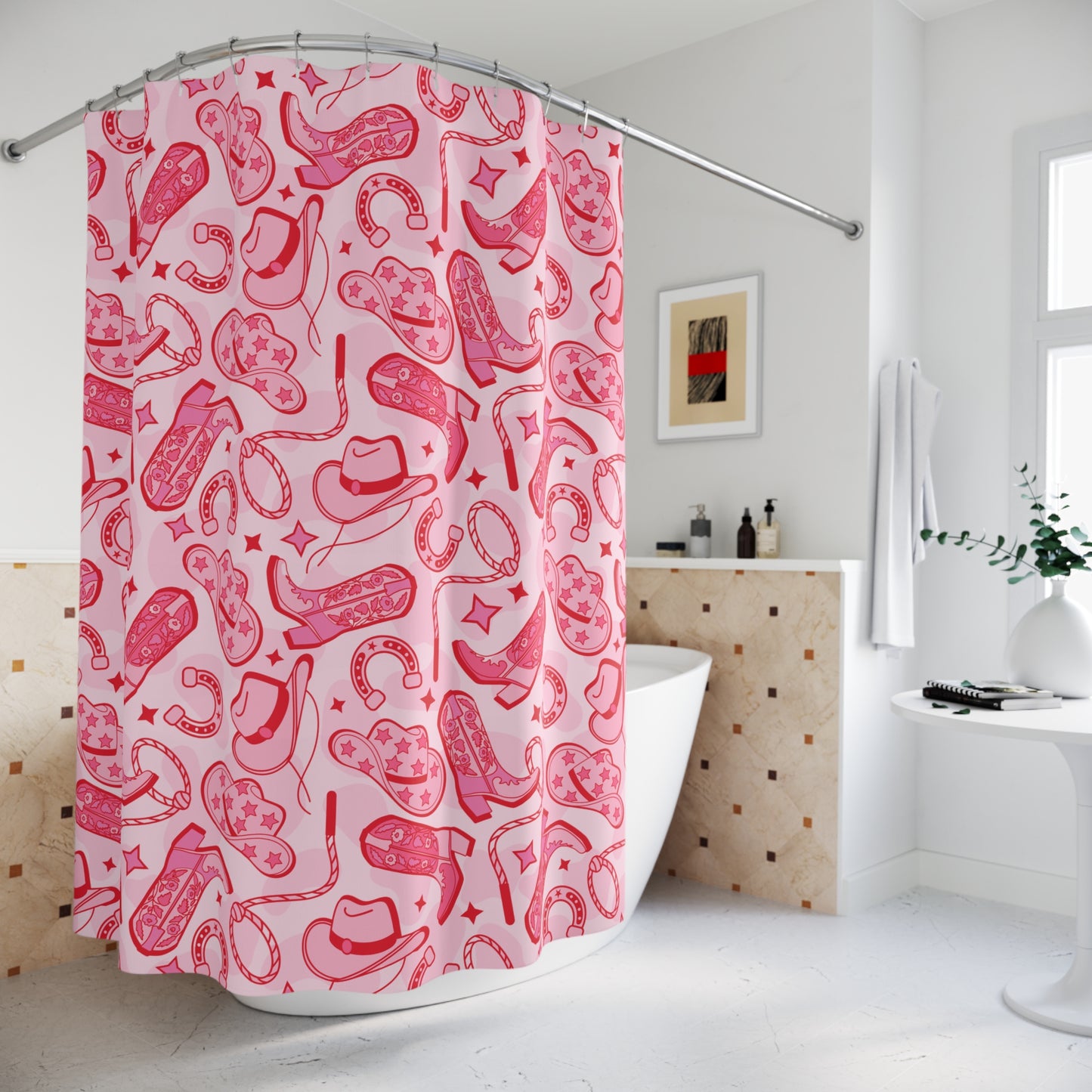 Pink Cowboy Shower Curtains | Pink Cowgirl Shower Curtains