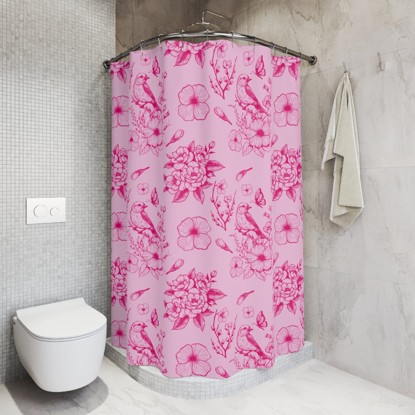 Pink Floral Shower Curtains