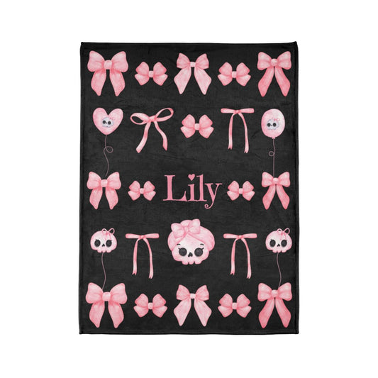 Personalized Coquette Pink Skull Blanket