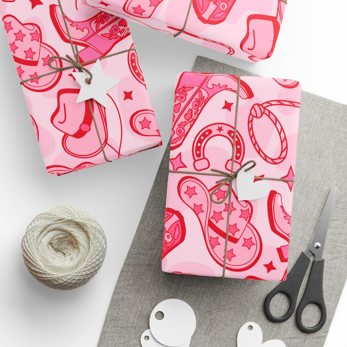 Pink Cowboy Wrapping Papers | Pink Cowgirl Wrapping Papers | Christmas Wrapping Papers | Holiday Decoration