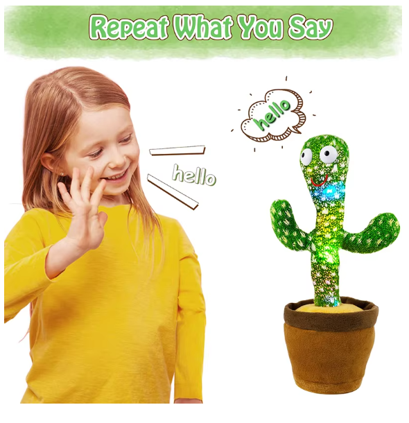 Talking Cactus Toy Singing Cactus Voice Recorder Baby Toys Plush Cactus Educational Toys Repeats What You Say Learning Toys