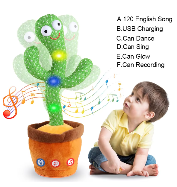 Talking Cactus Toy Singing Cactus Voice Recorder Baby Toys Plush Cactus Educational Toys Repeats What You Say Learning Toys