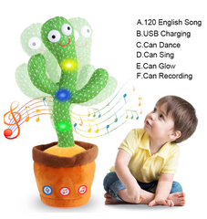 Talking Cactus Toy Singing Cactus Voice Recorder Baby Toys Plush Cactus Educational Toys Repeats What You Say Learning Toys