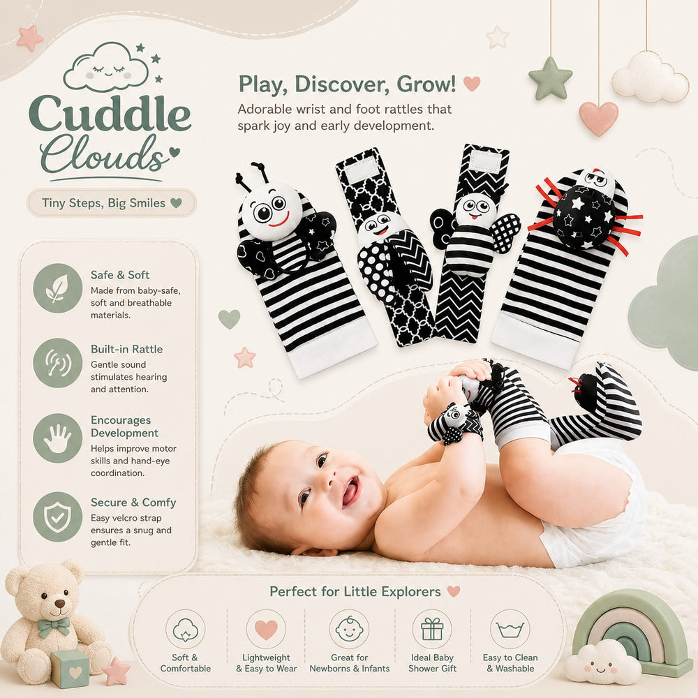 Baby Wrist Rattle & Sensory Socks – Fun, Movement & Early Development in Every Kick