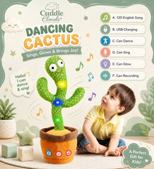 Talking Cactus Toy Singing Cactus Voice Recorder Baby Toys Plush Cactus Educational Toys Repeats What You Say Learning Toys