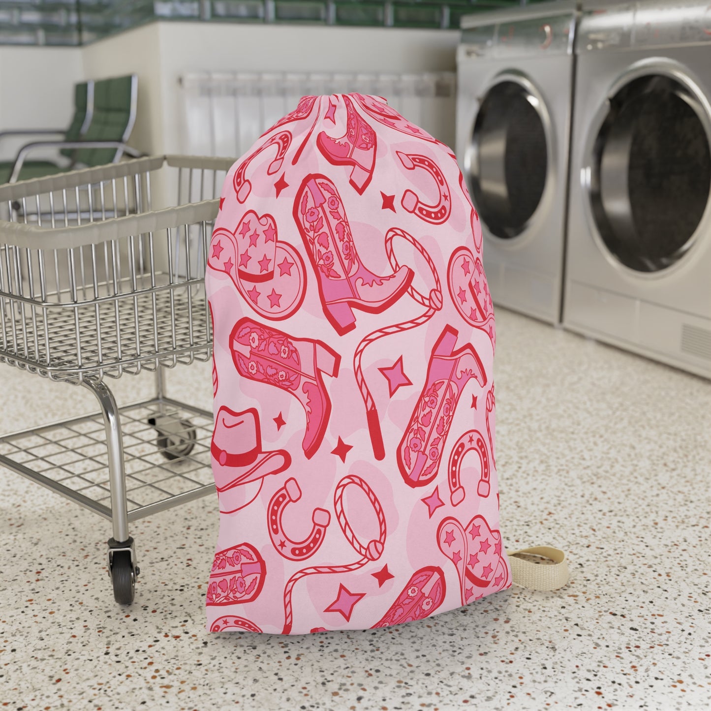 Pink Cowboy Laundry Bag | Cowgirl Laundry Bag | Western Decor Bathroom