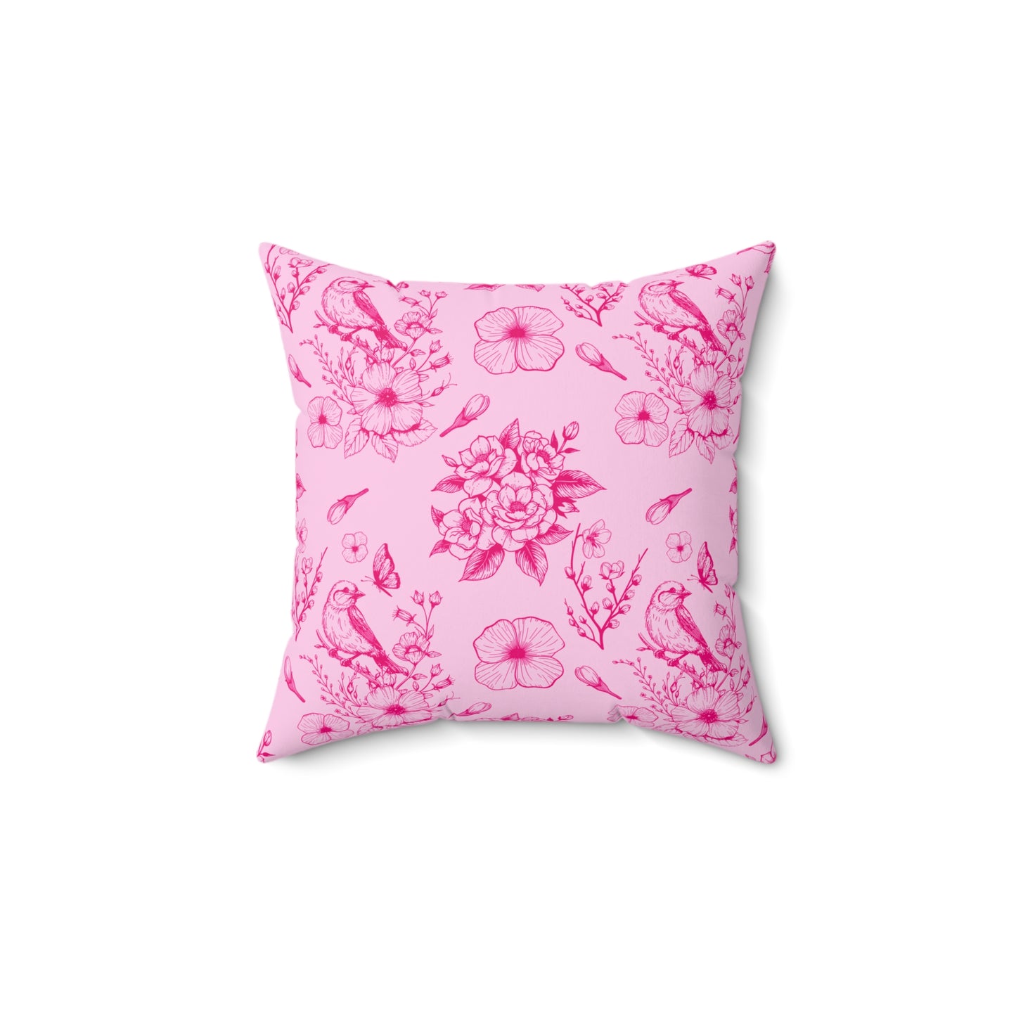 Pink Floral Square Pillow