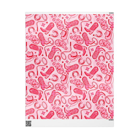 Pink Cowboy Wrapping Papers | Pink Cowgirl Wrapping Papers | Christmas Wrapping Papers | Holiday Decoration