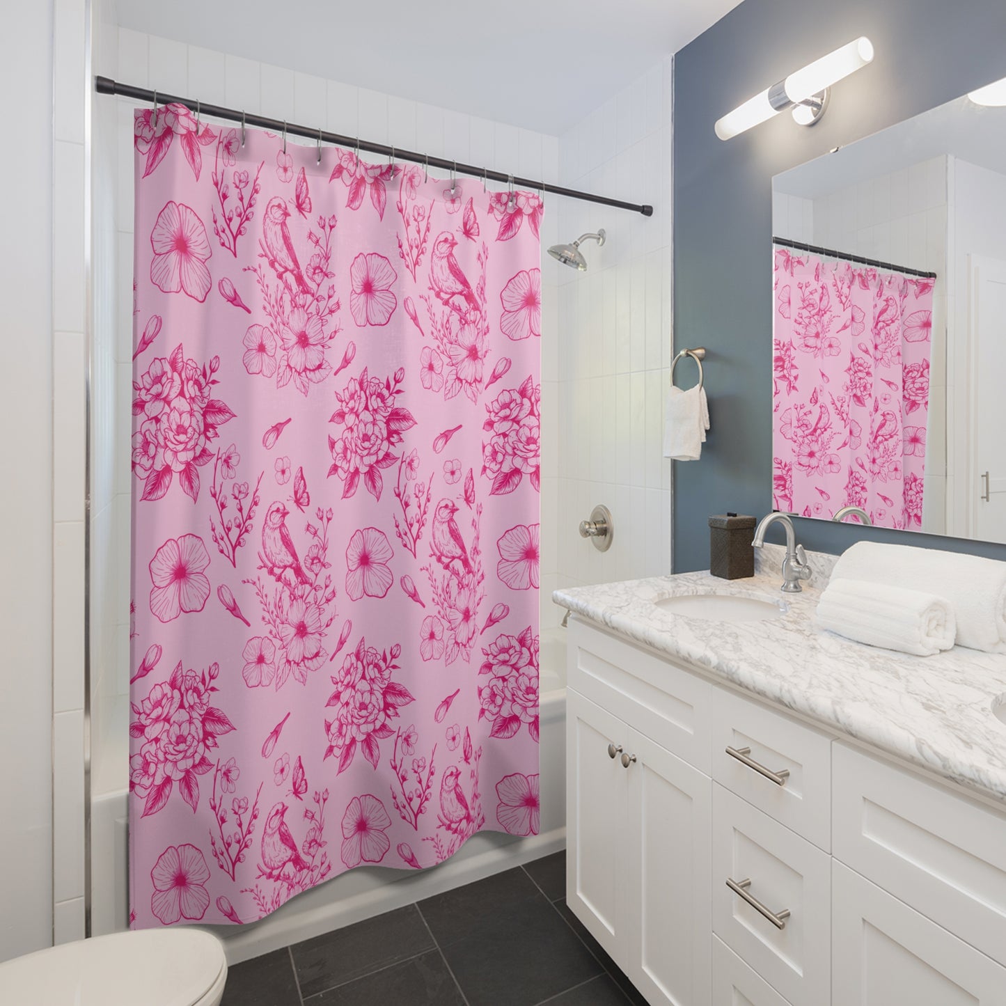 Pink Floral Shower Curtains