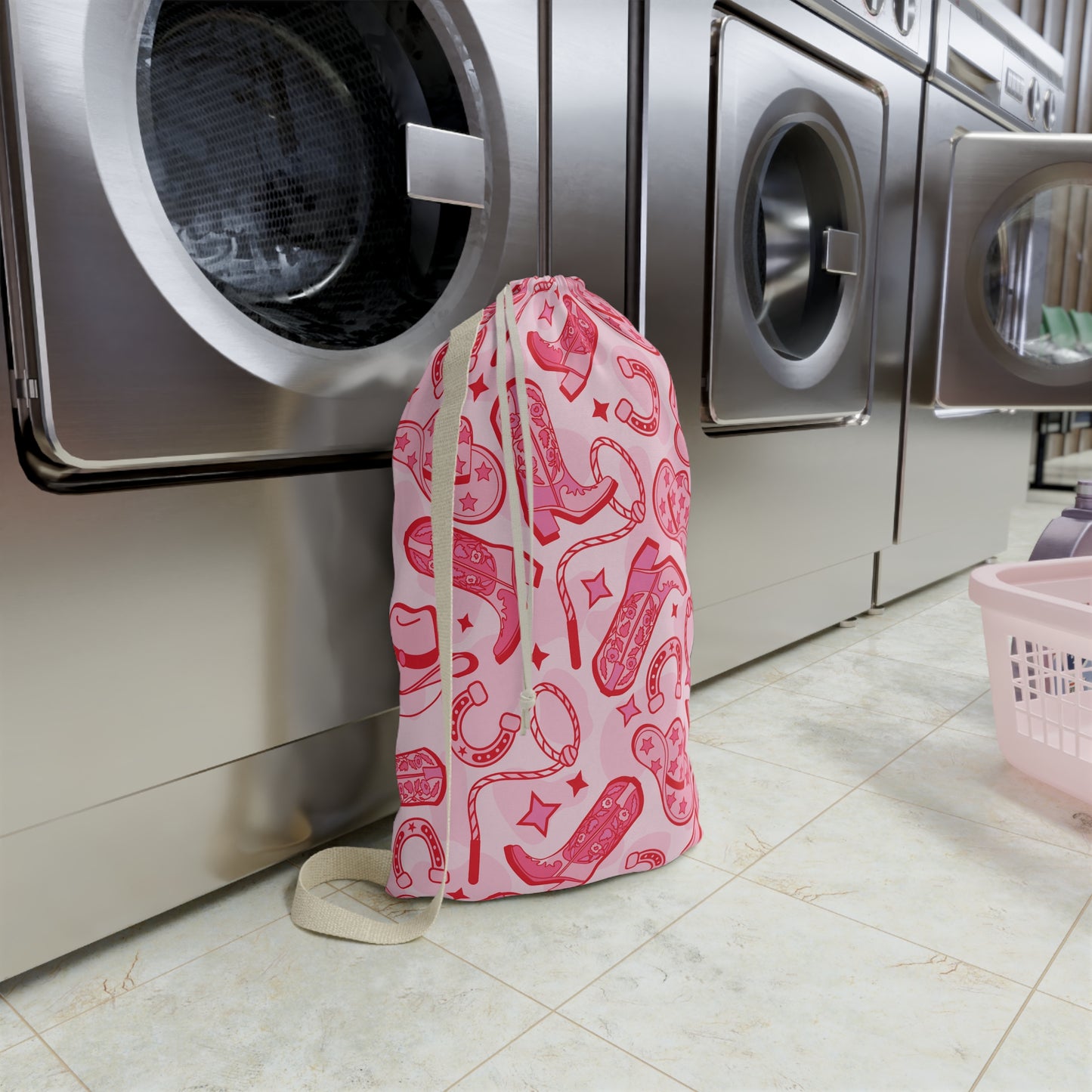 Pink Cowboy Laundry Bag | Cowgirl Laundry Bag | Western Decor Bathroom